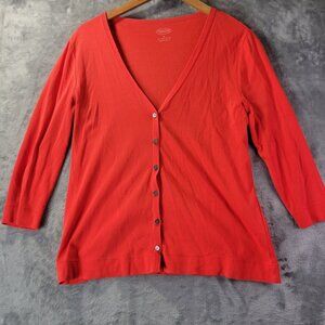 Talbots Womens M Red Cardigan Sweater Pima Cotton Classic Lightweight Button Up
